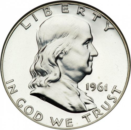 50 cent Obverse Image minted in UNITED STATES in 1961 (Franklin)  - The Coin Database