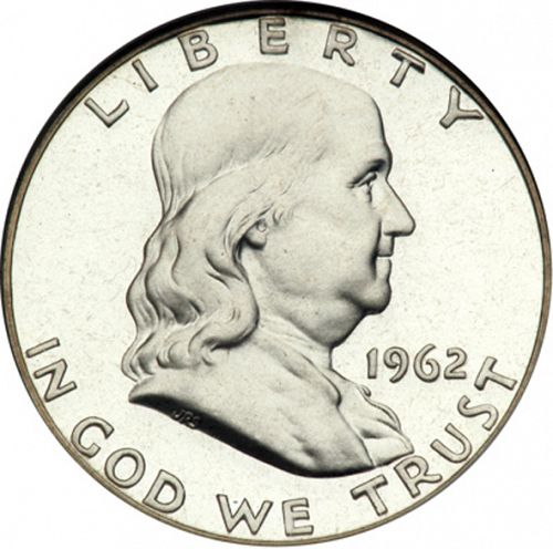 50 cent Obverse Image minted in UNITED STATES in 1962 (Franklin)  - The Coin Database