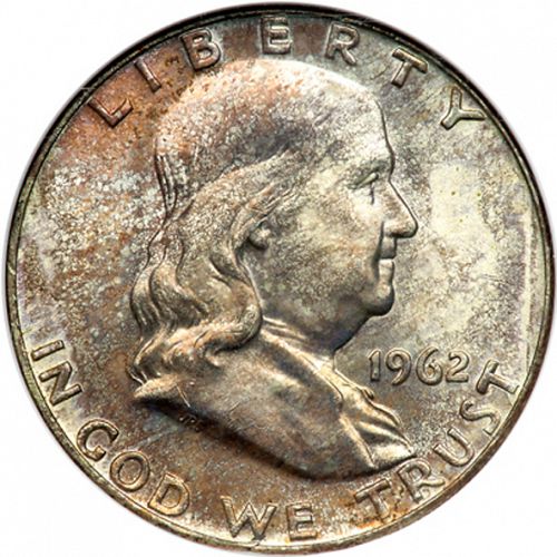 50 cent Obverse Image minted in UNITED STATES in 1962D (Franklin)  - The Coin Database