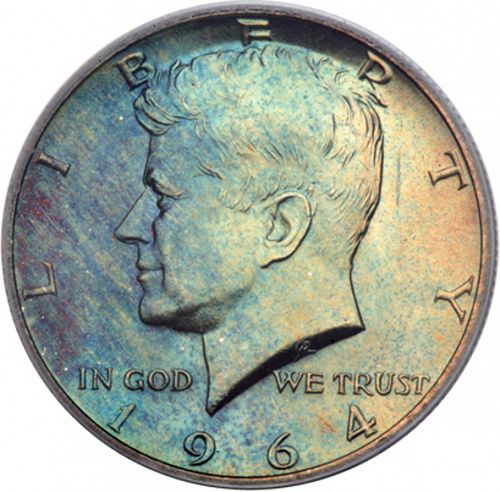 50 cent Obverse Image minted in UNITED STATES in 1964D (Kennedy)  - The Coin Database