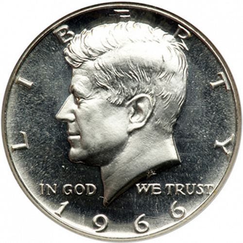 50 cent Obverse Image minted in UNITED STATES in 1966 (Kennedy)  - The Coin Database