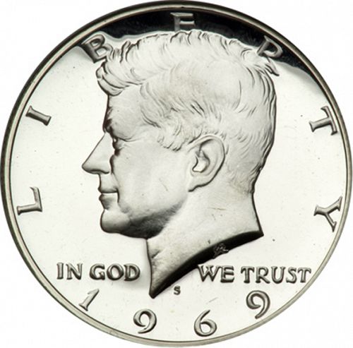 50 cent Obverse Image minted in UNITED STATES in 1969S (Kennedy)  - The Coin Database