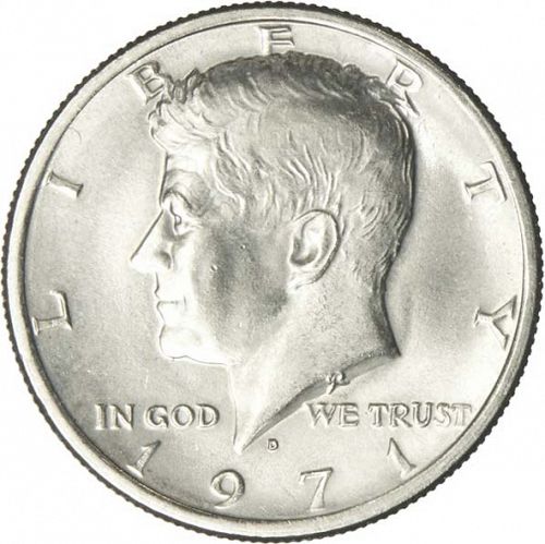 50 cent Obverse Image minted in UNITED STATES in 1971D (Kennedy)  - The Coin Database