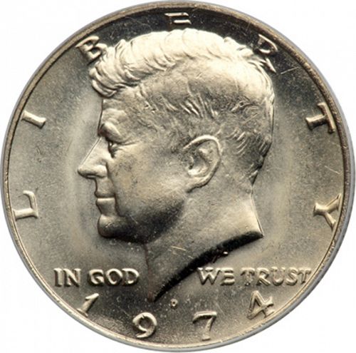 50 cent Obverse Image minted in UNITED STATES in 1974D (Kennedy)  - The Coin Database