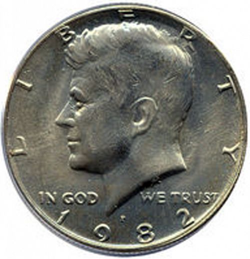 50 cent Obverse Image minted in UNITED STATES in 1982P (Kennedy)  - The Coin Database