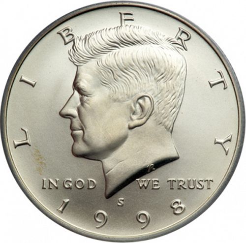 50 cent Obverse Image minted in UNITED STATES in 1998S (Kennedy)  - The Coin Database