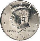 50 cent Obverse Image minted in UNITED STATES in 2000P (Kennedy)  - The Coin Database