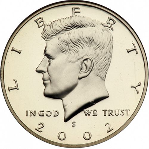 50 cent Obverse Image minted in UNITED STATES in 2002S (Kennedy)  - The Coin Database