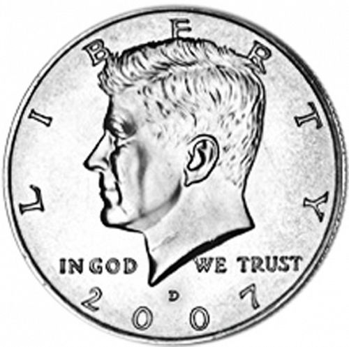 50 cent Obverse Image minted in UNITED STATES in 2007D (Kennedy)  - The Coin Database