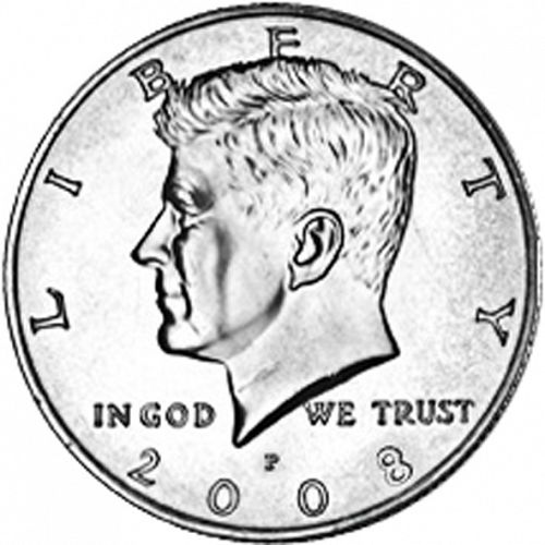 50 cent Obverse Image minted in UNITED STATES in 2008P (Kennedy)  - The Coin Database