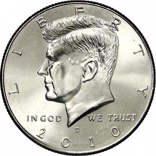 50 cent Obverse Image minted in UNITED STATES in 2010D (Kennedy)  - The Coin Database