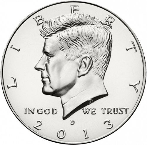 50 cent Obverse Image minted in UNITED STATES in 2013D (Kennedy)  - The Coin Database