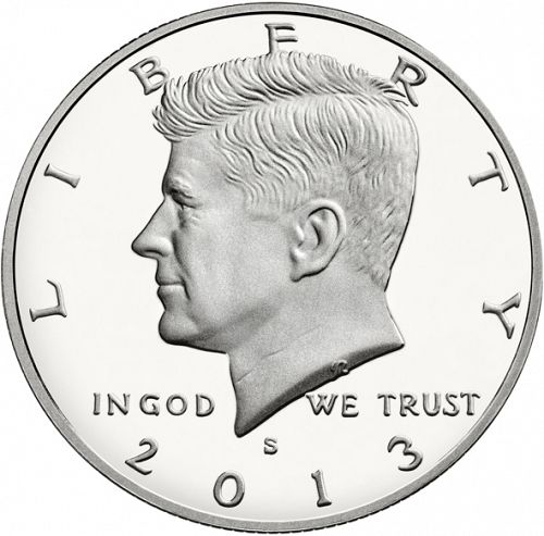 50 cent Obverse Image minted in UNITED STATES in 2013S (Kennedy)  - The Coin Database