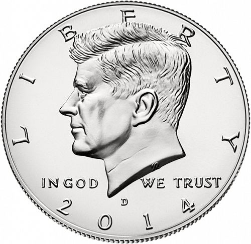 50 cent Obverse Image minted in UNITED STATES in 2014D (Kennedy)  - The Coin Database