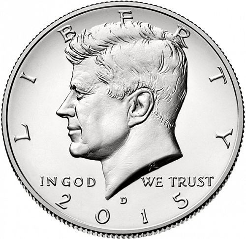 50 cent Obverse Image minted in UNITED STATES in 2015D (Kennedy)  - The Coin Database