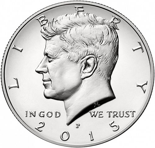 50 cent Obverse Image minted in UNITED STATES in 2015P (Kennedy)  - The Coin Database