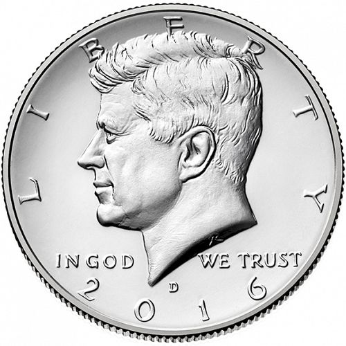 50 cent Obverse Image minted in UNITED STATES in 2016D (Kennedy)  - The Coin Database
