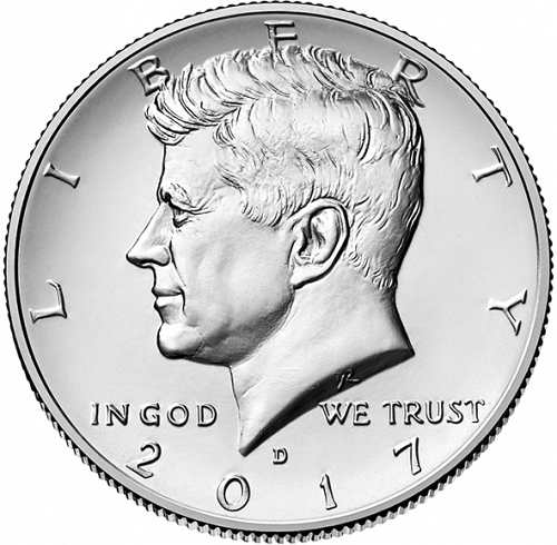 50 cent Obverse Image minted in UNITED STATES in 2017D (Kennedy)  - The Coin Database
