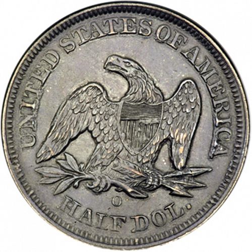 50 cent Reverse Image minted in UNITED STATES in 1854O (Seated Liberty - Reverse rays removed)  - The Coin Database