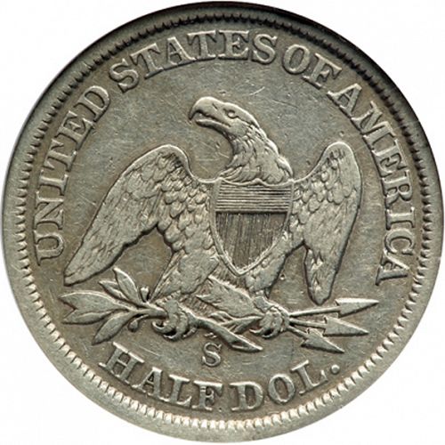 50 cent Reverse Image minted in UNITED STATES in 1857S (Seated Liberty - Arrows at date removed)  - The Coin Database