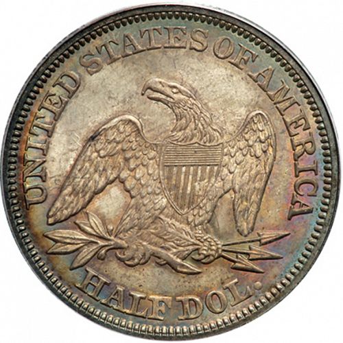 50 cent Reverse Image minted in UNITED STATES in 1858 (Seated Liberty - Arrows at date removed)  - The Coin Database