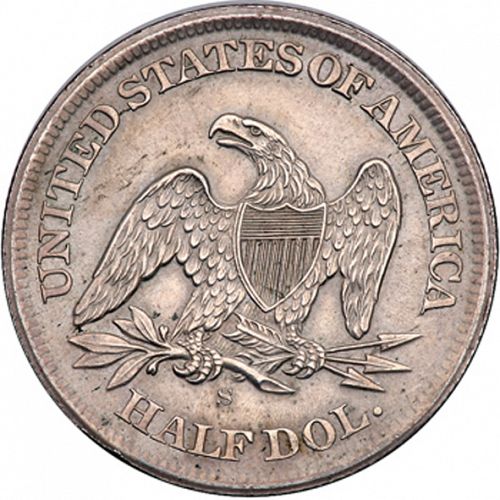 50 cent Reverse Image minted in UNITED STATES in 1863S (Seated Liberty - Arrows at date removed)  - The Coin Database