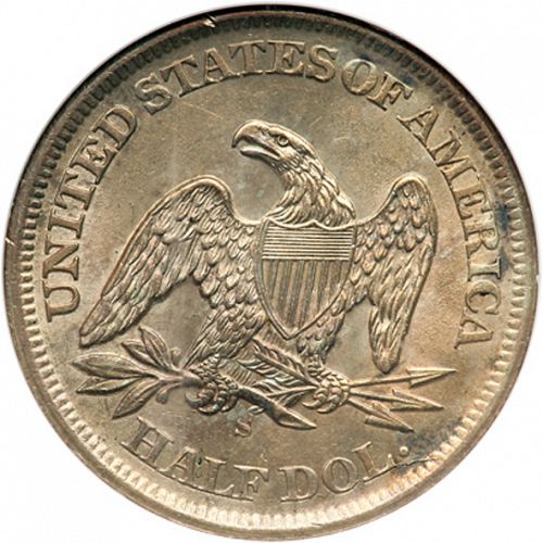 50 cent Reverse Image minted in UNITED STATES in 1864S (Seated Liberty - Arrows at date removed)  - The Coin Database