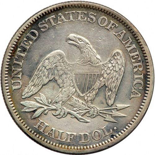50 cent Reverse Image minted in UNITED STATES in 1865 (Seated Liberty - Arrows at date removed)  - The Coin Database