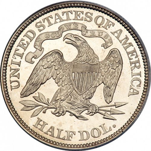 50 cent Reverse Image minted in UNITED STATES in 1867 (Seated Liberty - Motto above eagle)  - The Coin Database
