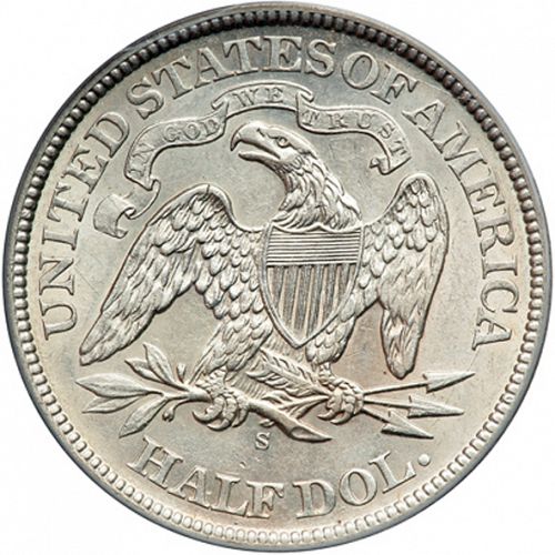 50 cent Reverse Image minted in UNITED STATES in 1868S (Seated Liberty - Motto above eagle)  - The Coin Database