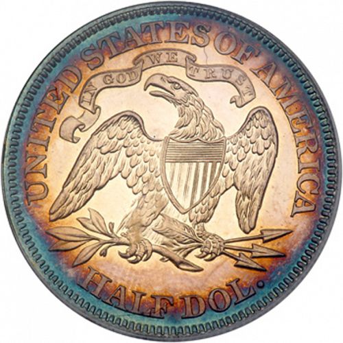 50 cent Reverse Image minted in UNITED STATES in 1870 (Seated Liberty - Motto above eagle)  - The Coin Database