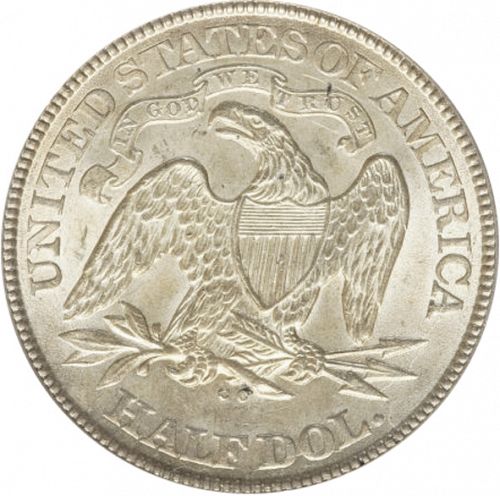 50 cent Reverse Image minted in UNITED STATES in 1873CC (Seated Liberty - Motto above eagle)  - The Coin Database