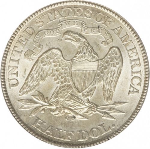 50 cent Reverse Image minted in UNITED STATES in 1873CC (Seated Liberty - Motto above eagle)  - The Coin Database