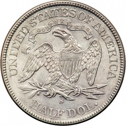 50 cent Reverse Image minted in UNITED STATES in 1875S (Seated Liberty - Arrows at date removed)  - The Coin Database