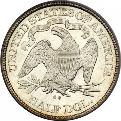 50 cent Reverse Image minted in UNITED STATES in 1877CC (Seated Liberty - Arrows at date removed)  - The Coin Database