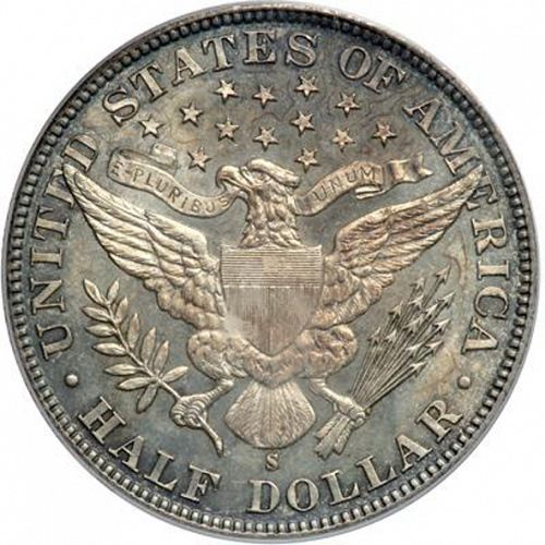 50 cent Reverse Image minted in UNITED STATES in 1894S (Barber)  - The Coin Database