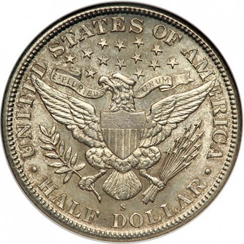 50 cent Reverse Image minted in UNITED STATES in 1895S (Barber)  - The Coin Database