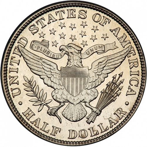 50 cent Reverse Image minted in UNITED STATES in 1907 (Barber)  - The Coin Database