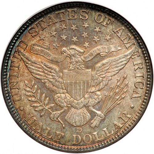 50 cent Reverse Image minted in UNITED STATES in 1907D (Barber)  - The Coin Database