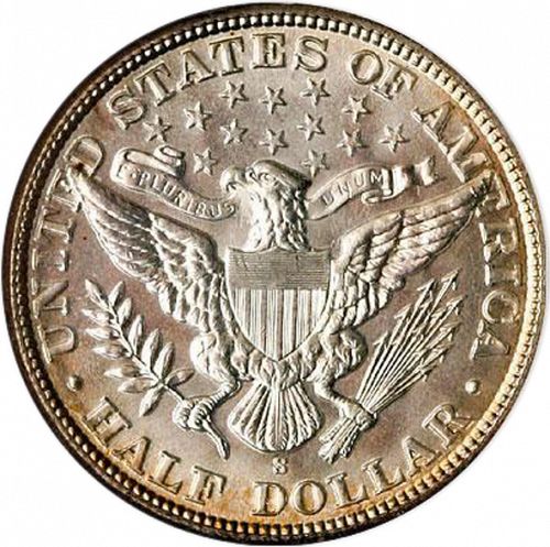 50 cent Reverse Image minted in UNITED STATES in 1908S (Barber)  - The Coin Database