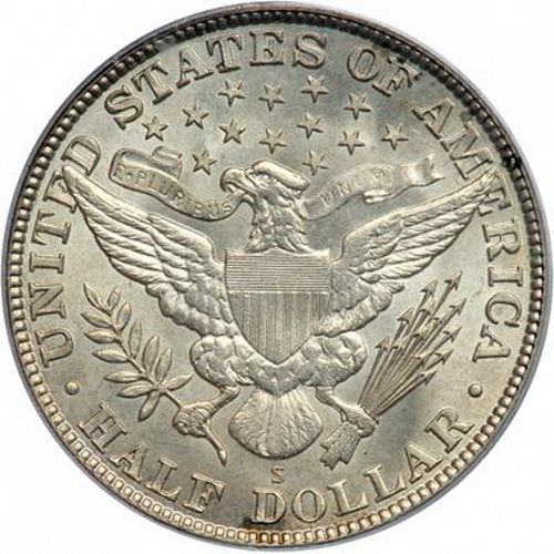 50 cent Reverse Image minted in UNITED STATES in 1913S (Barber)  - The Coin Database