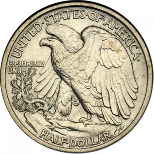50 cent Reverse Image minted in UNITED STATES in 1917 (Walking Liberty - Mintmark on reverse)  - The Coin Database