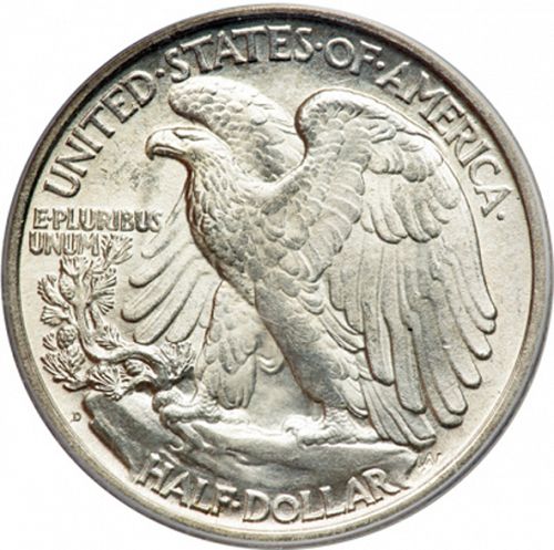 50 cent Reverse Image minted in UNITED STATES in 1918D (Walking Liberty - Mintmark on reverse)  - The Coin Database