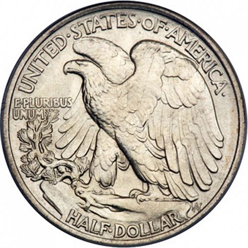 50 cent Reverse Image minted in UNITED STATES in 1919 (Walking Liberty - Mintmark on reverse)  - The Coin Database