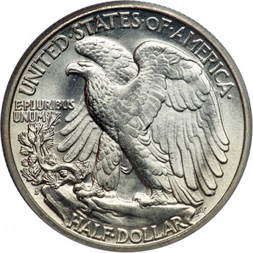 50 cent Reverse Image minted in UNITED STATES in 1919S (Walking Liberty - Mintmark on reverse)  - The Coin Database