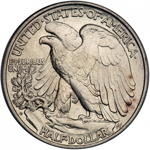 50 cent Reverse Image minted in UNITED STATES in 1921D (Walking Liberty - Mintmark on reverse)  - The Coin Database