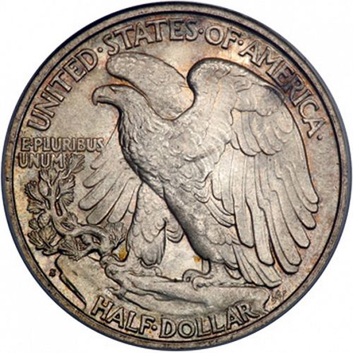 50 cent Reverse Image minted in UNITED STATES in 1927S (Walking Liberty - Mintmark on reverse)  - The Coin Database