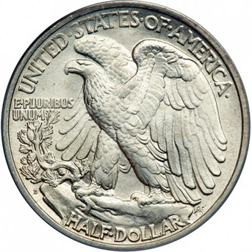50 cent Reverse Image minted in UNITED STATES in 1934D (Walking Liberty - Mintmark on reverse)  - The Coin Database