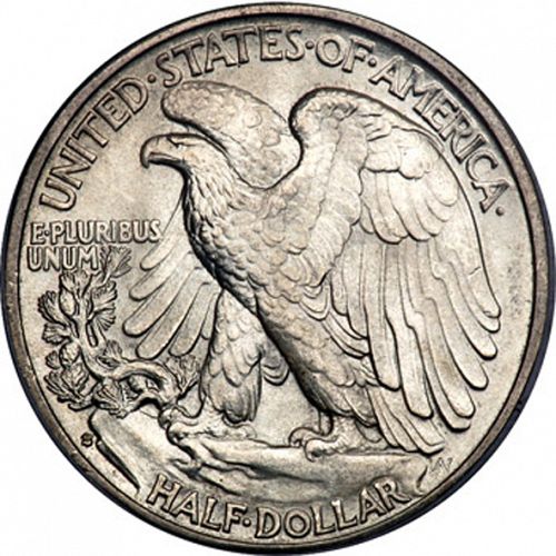 50 cent Reverse Image minted in UNITED STATES in 1934S (Walking Liberty - Mintmark on reverse)  - The Coin Database