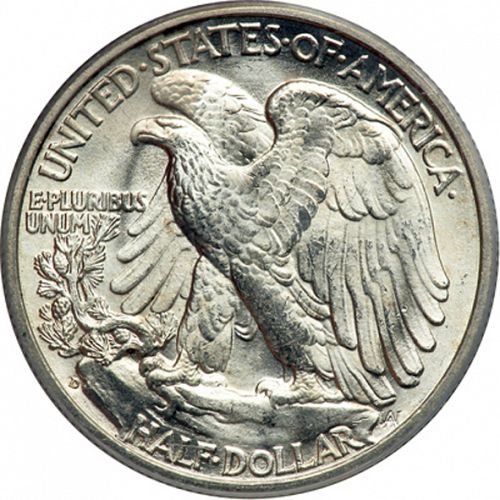 50 cent Reverse Image minted in UNITED STATES in 1935D (Walking Liberty - Mintmark on reverse)  - The Coin Database